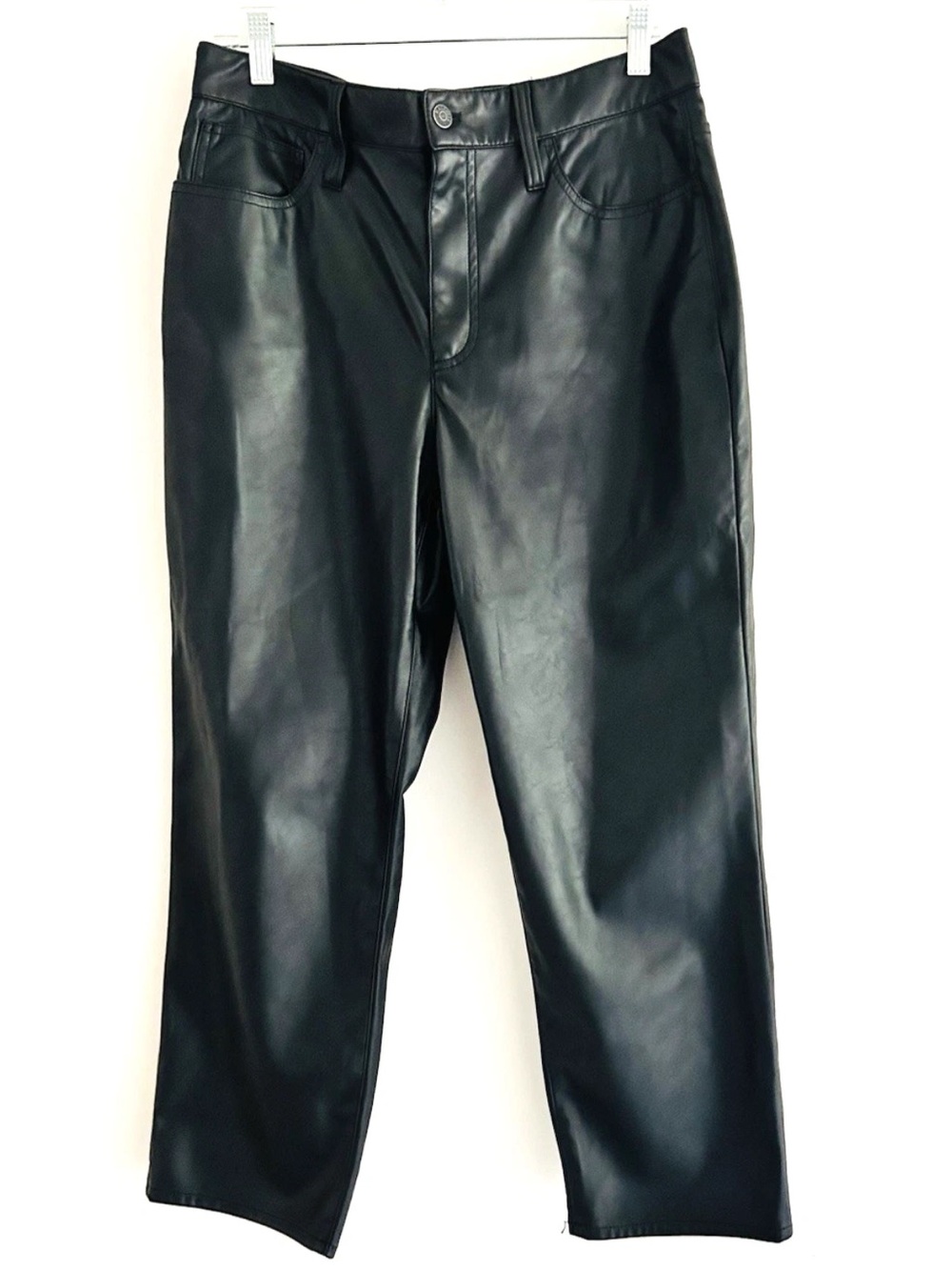 Madewell | The Perfect Vintage Straight Jeans Womens Size 30P Black Faux Leather - Picture 7 of 15